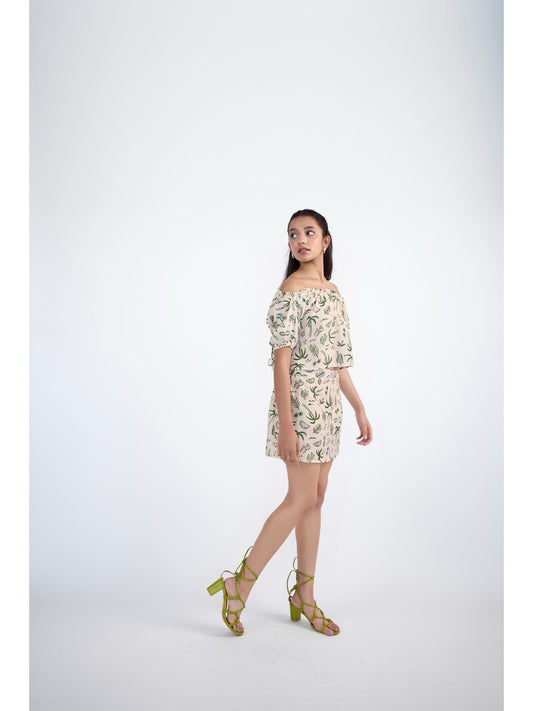 Round neck backtie up top with skirt