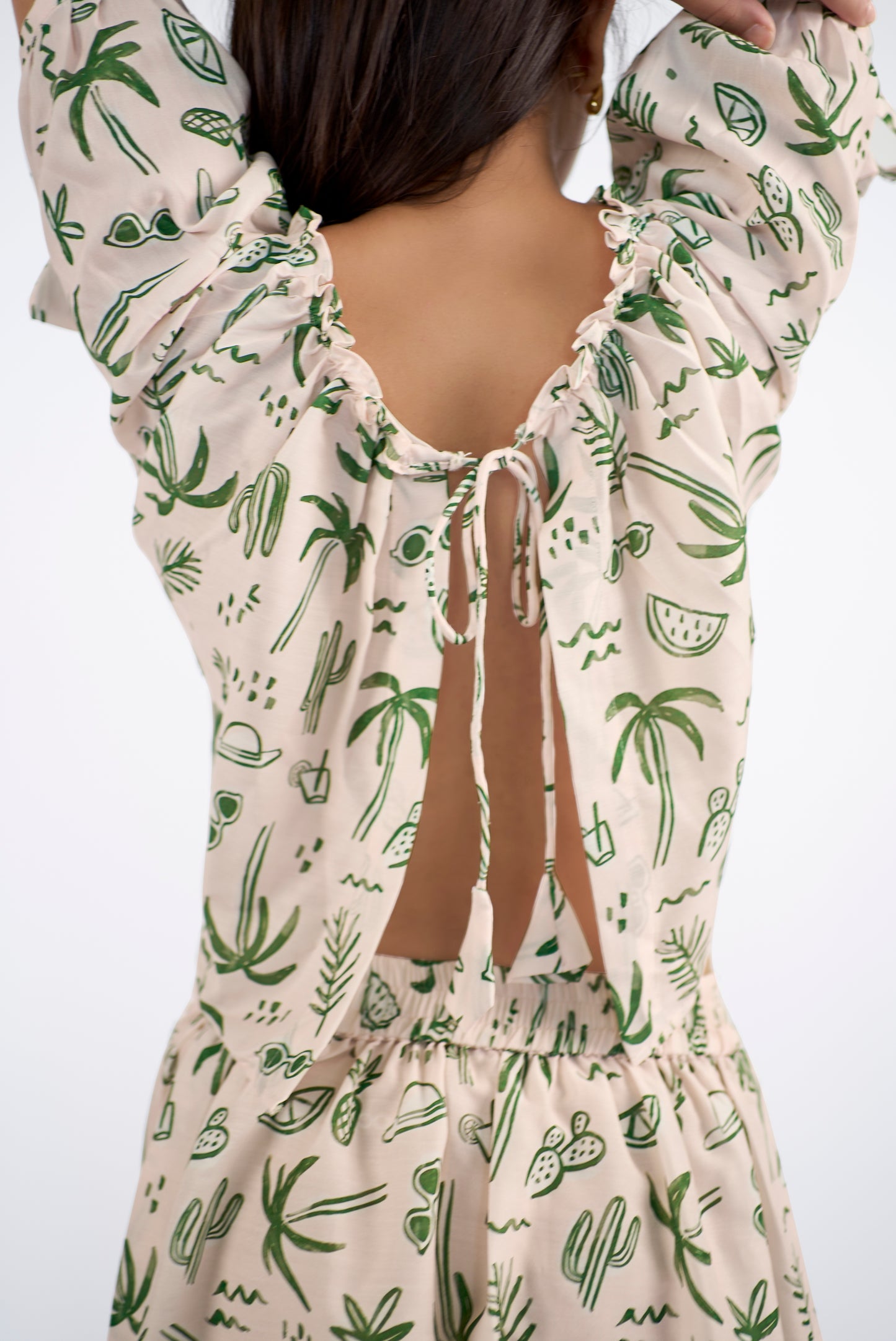 Round neck backtie up top with skirt