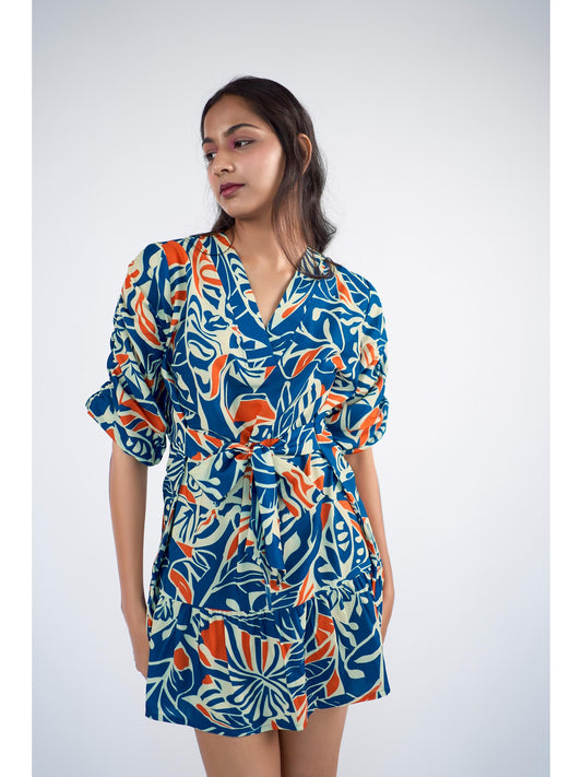 Floral printed Ruffle Sleeve Mini Dress