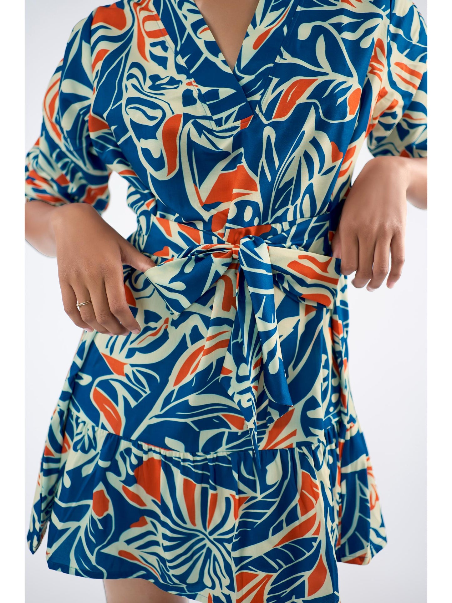 Floral printed Ruffle Sleeve Mini Dress