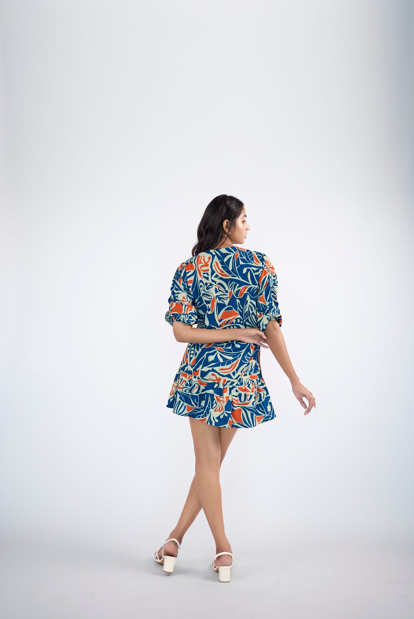 Floral printed Ruffle Sleeve Mini Dress