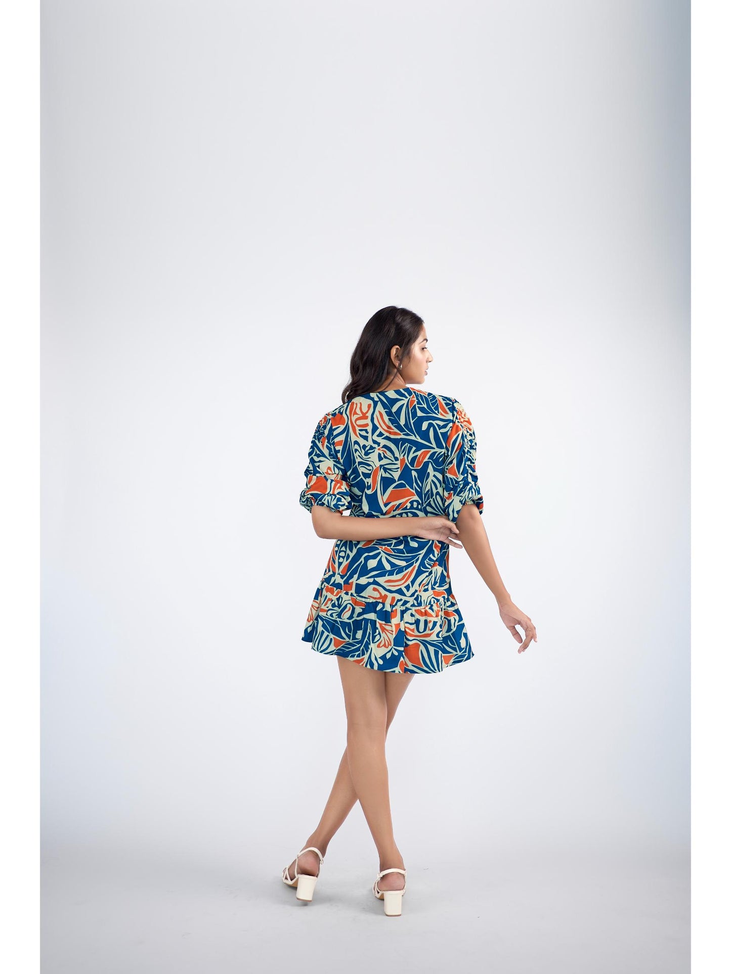 Floral printed Ruffle Sleeve Mini Dress