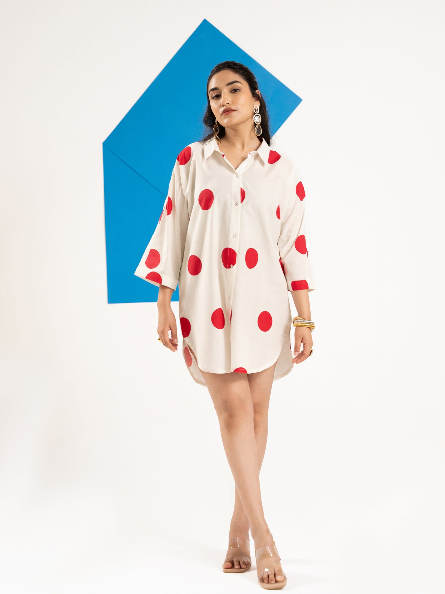 The Dot Affair – Shirt Dress in White & Red