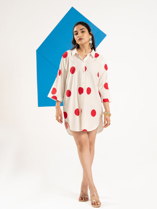 The Dot Affair – Shirt Dress in White & Red