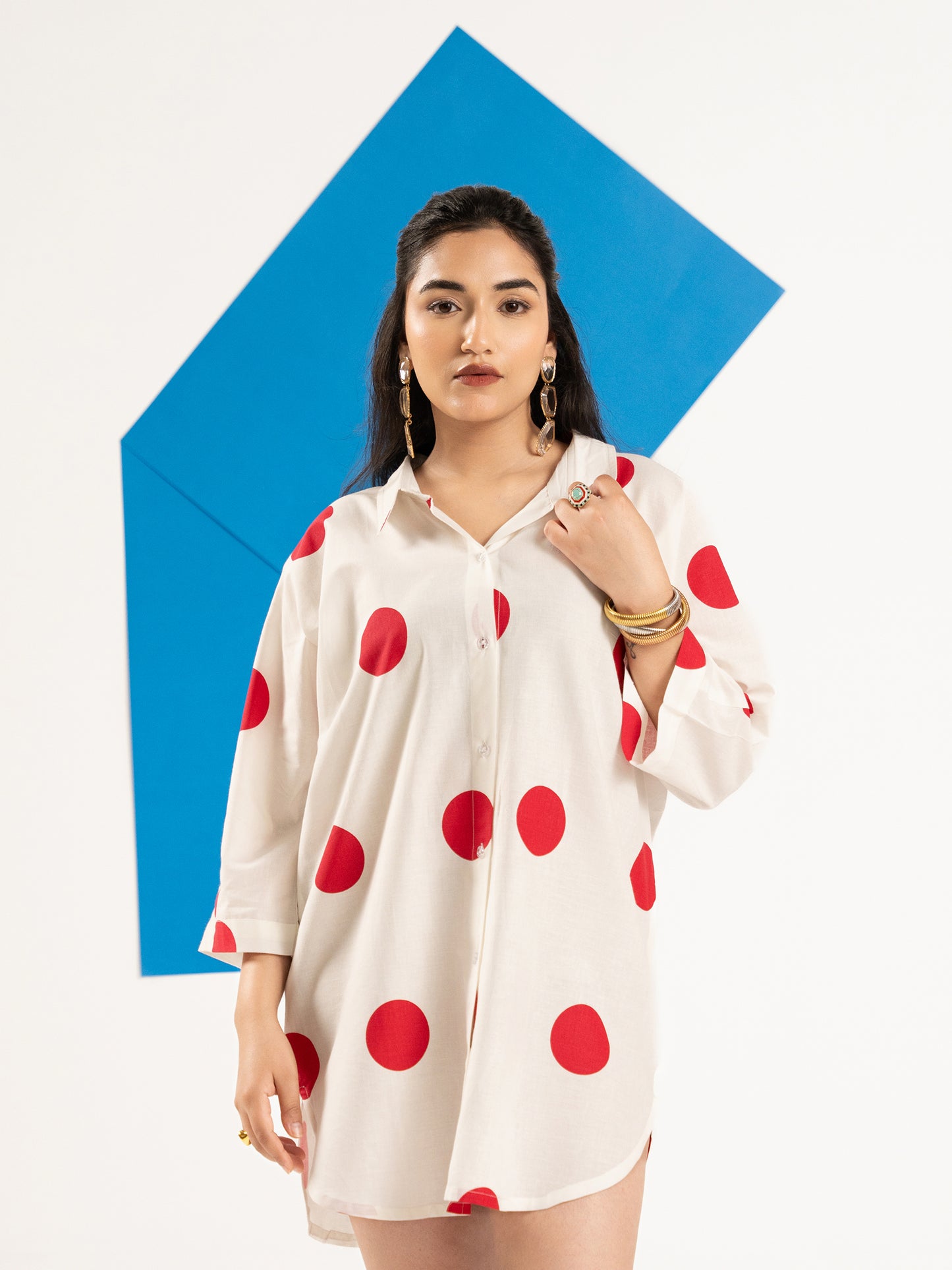 The Dot Affair – Shirt Dress in White & Red