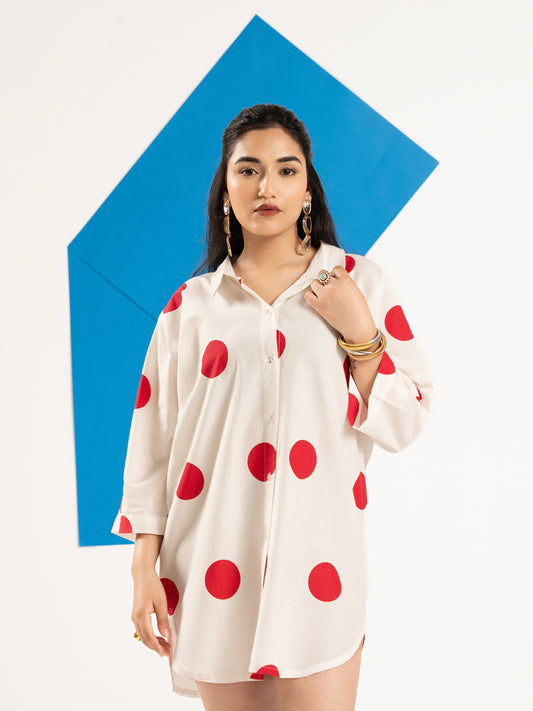 The Dot Affair – Shirt Dress in White & Red