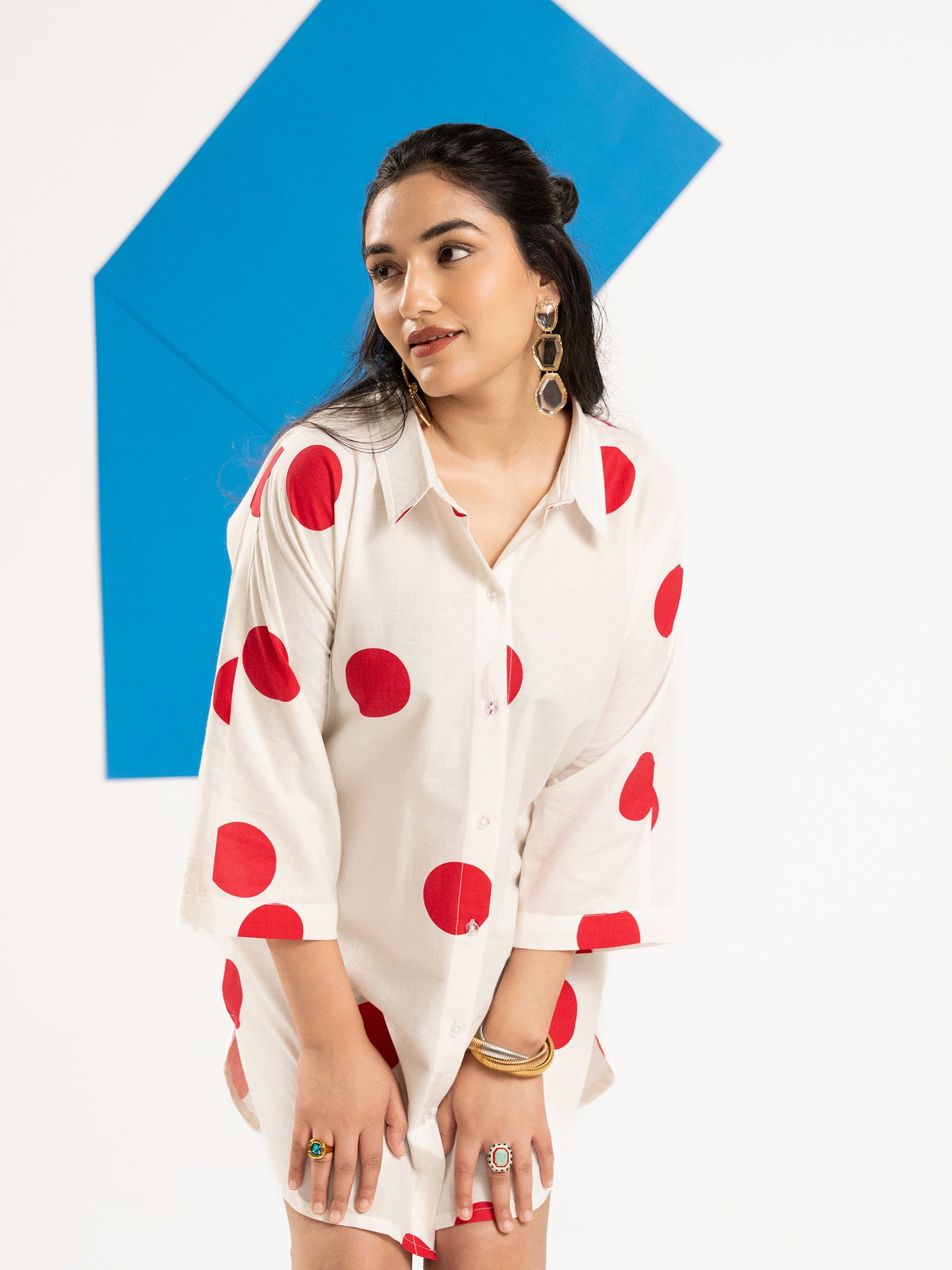 The Dot Affair – Shirt Dress in White & Red