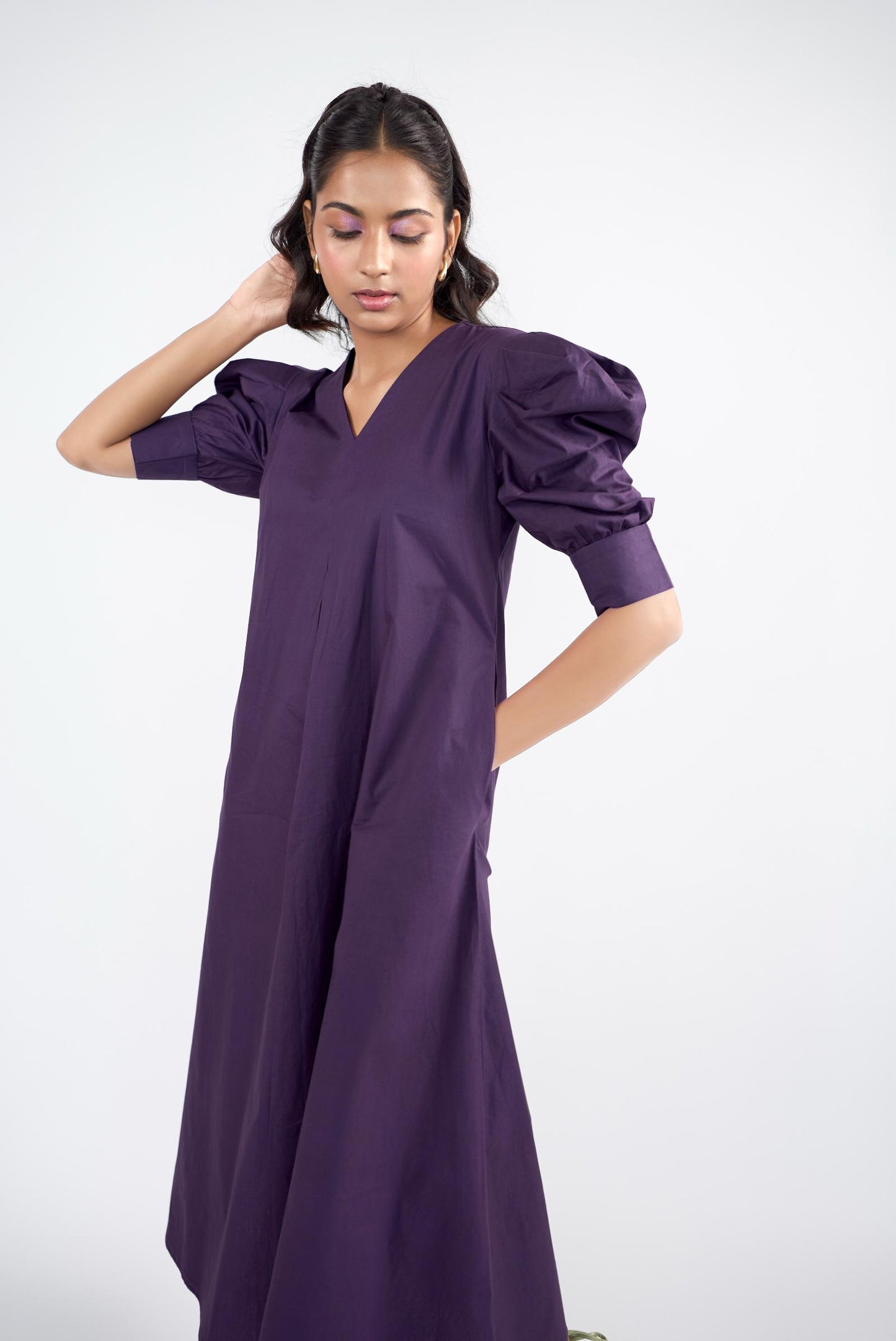 Purple A-line long dress