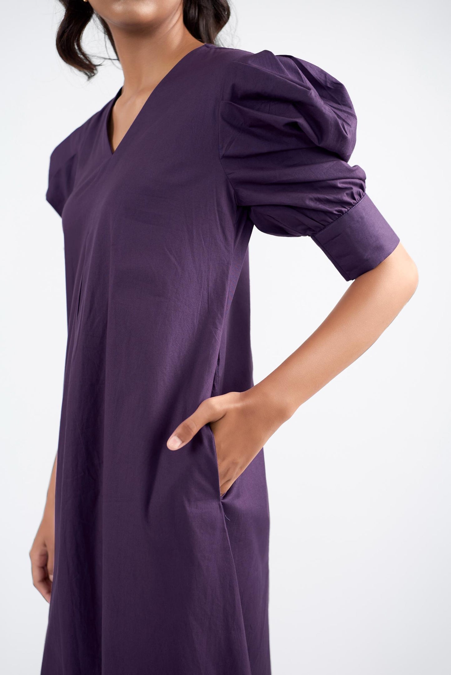 Purple A-line long dress