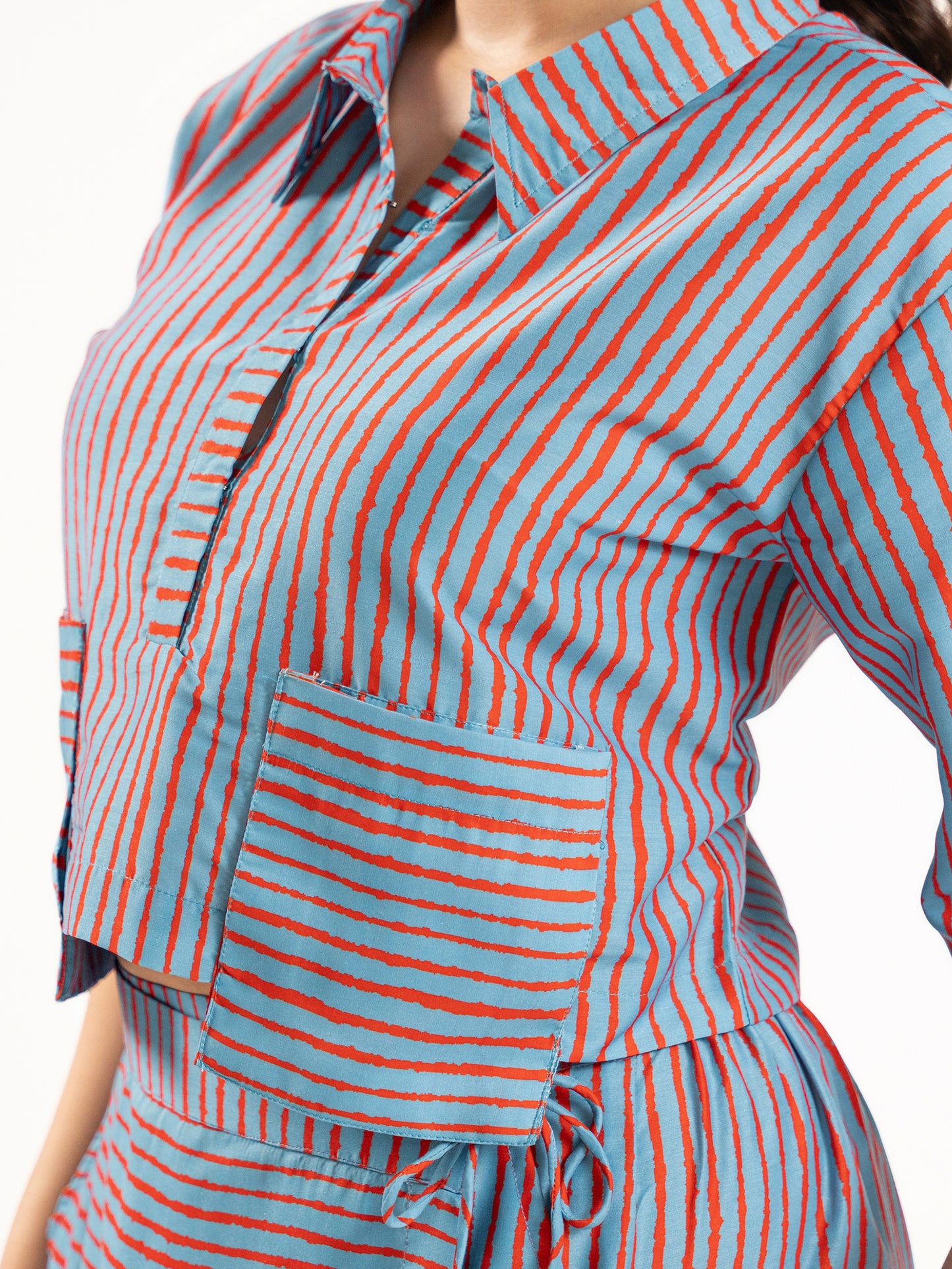 Urban Rhythm Set – Striped Crop Top & Skort Co-Ord