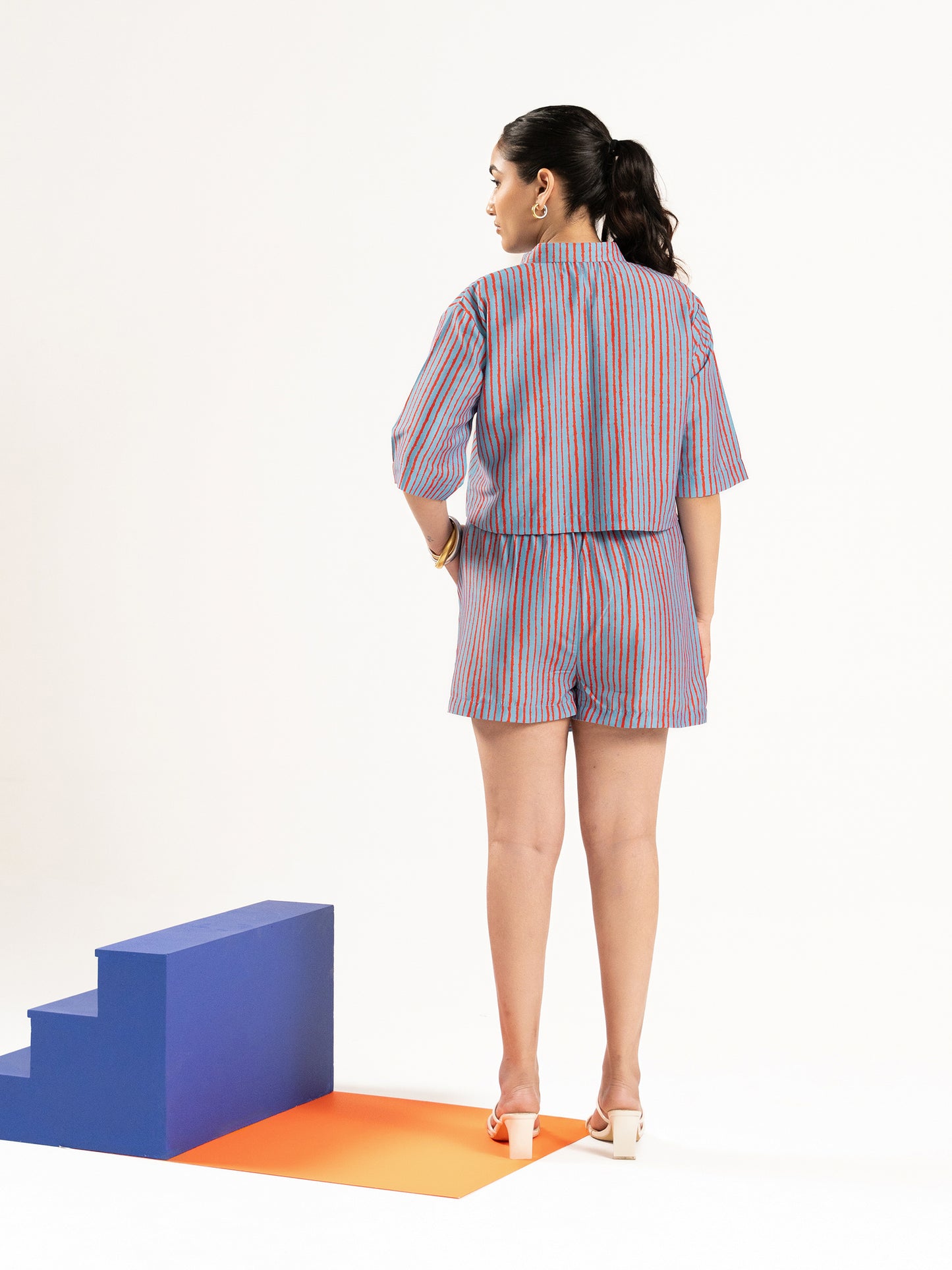 Urban Rhythm Set – Striped Crop Top & Skort Co-Ord