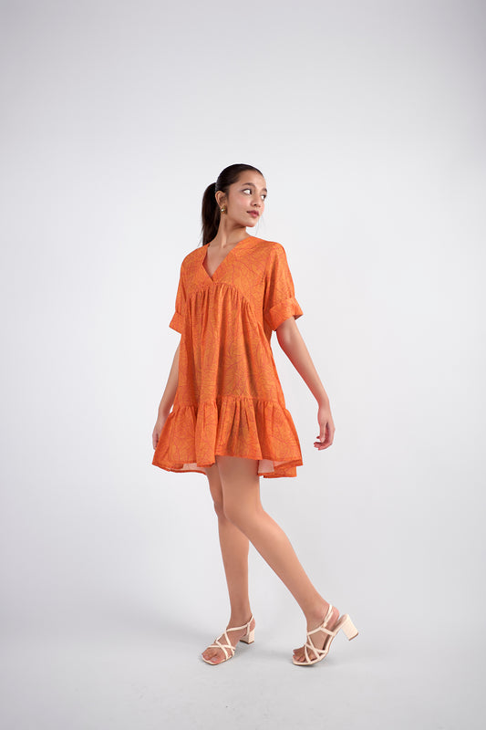 V-Neck tiered Mini Dress