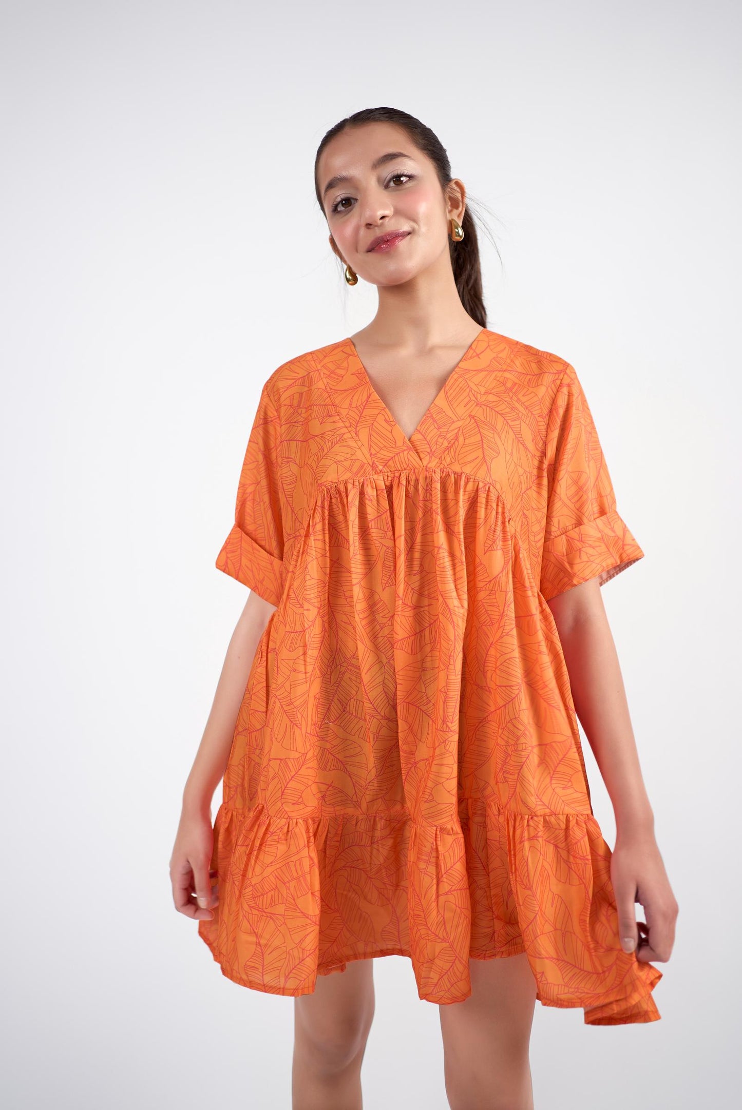 V-Neck tiered Mini Dress