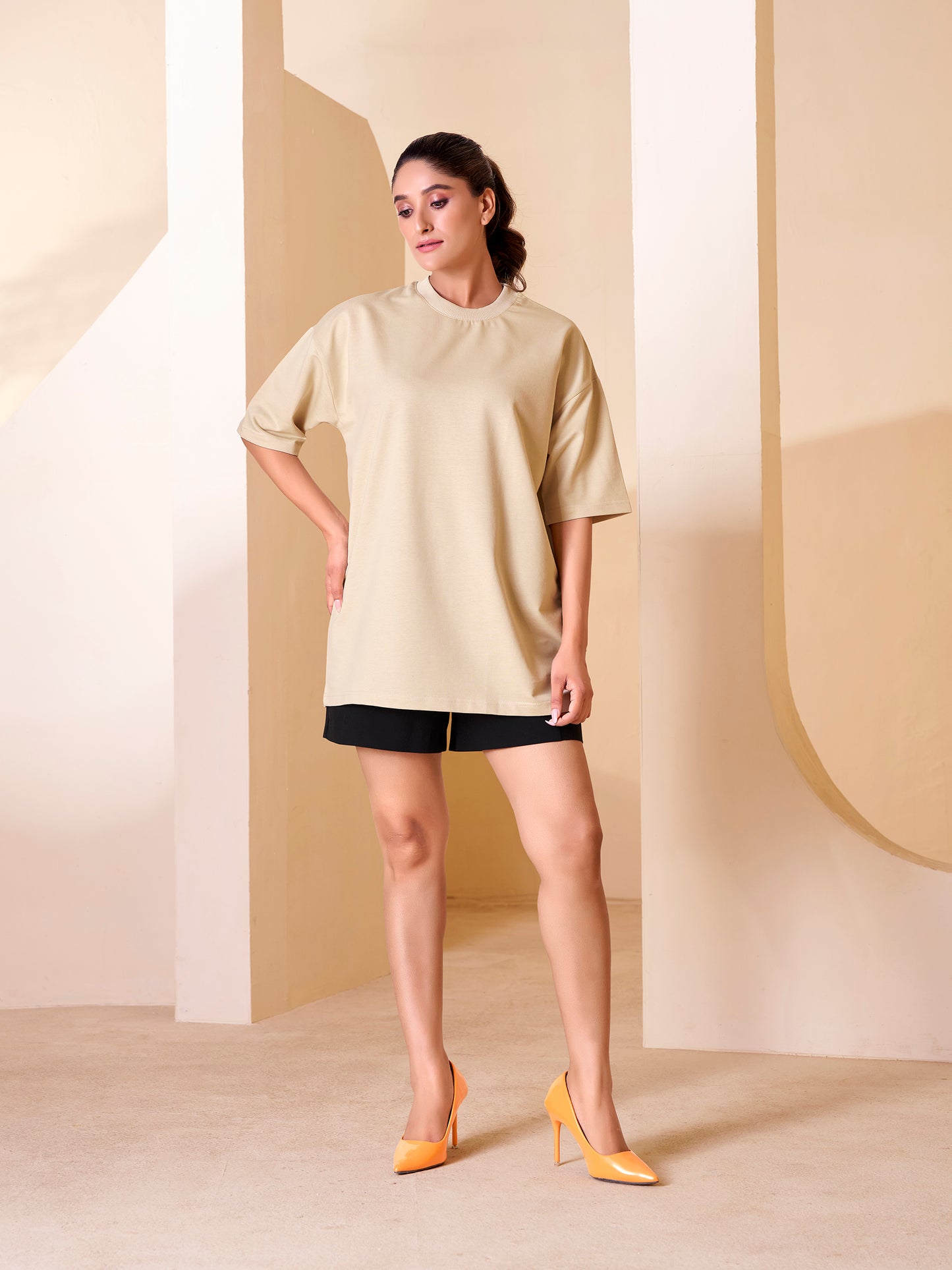 Beige Oversized T-shirts