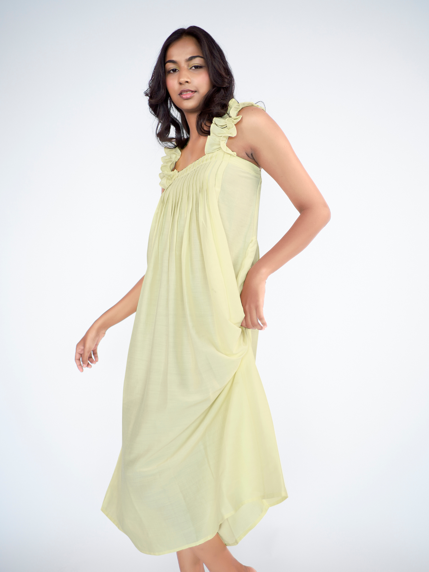 Draped, long straight dress