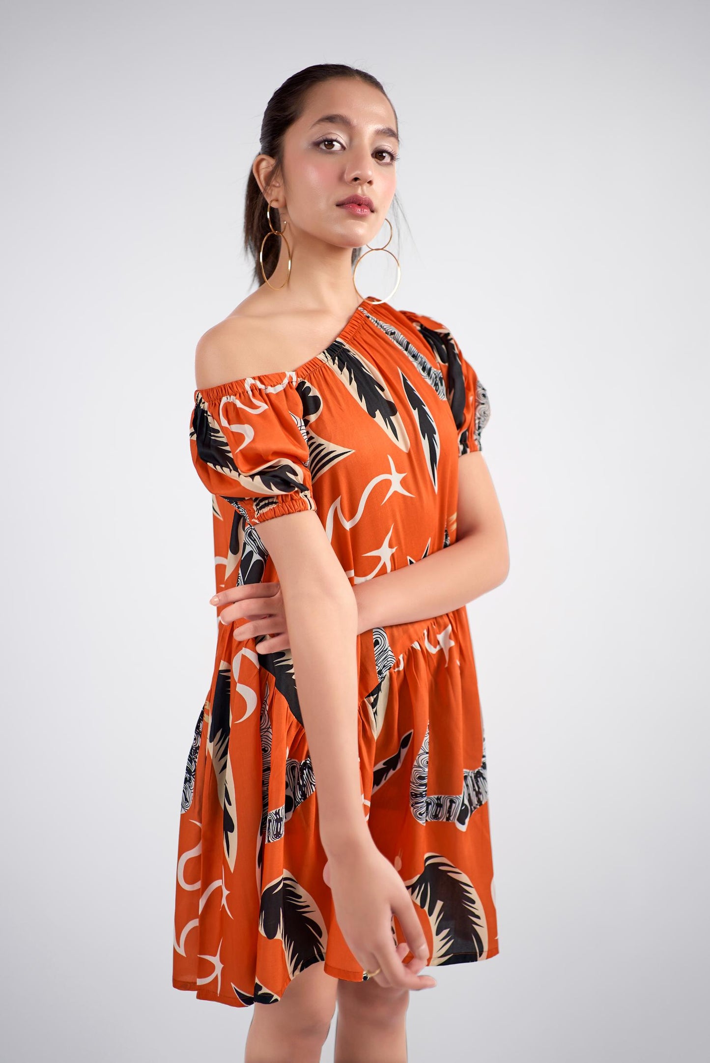 Off-shoulder mini dress