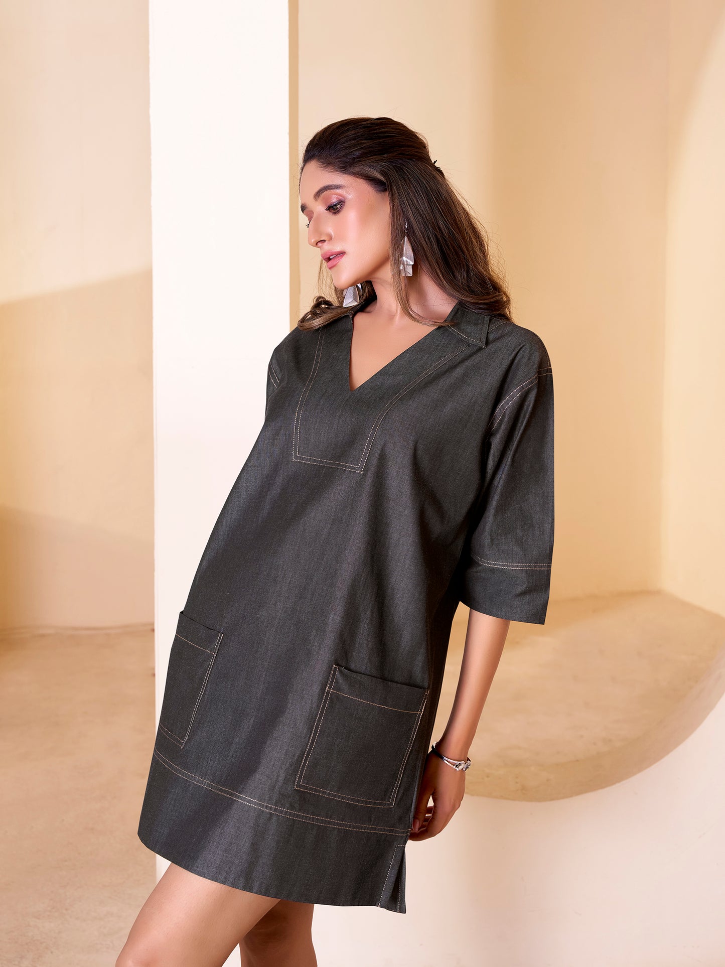 Structured Denim Mini Dress