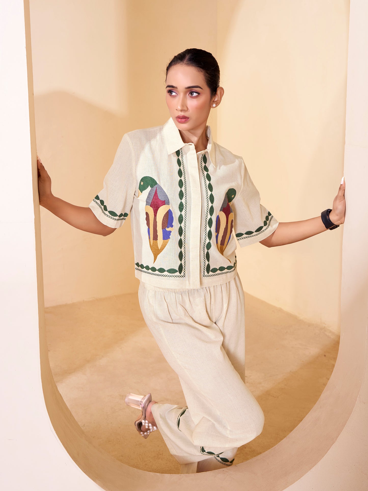 Handcrafted ivory co-ord set