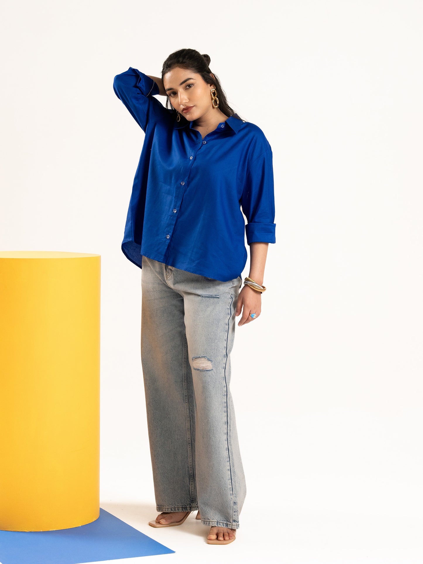 Royal blue bold oversized shirt