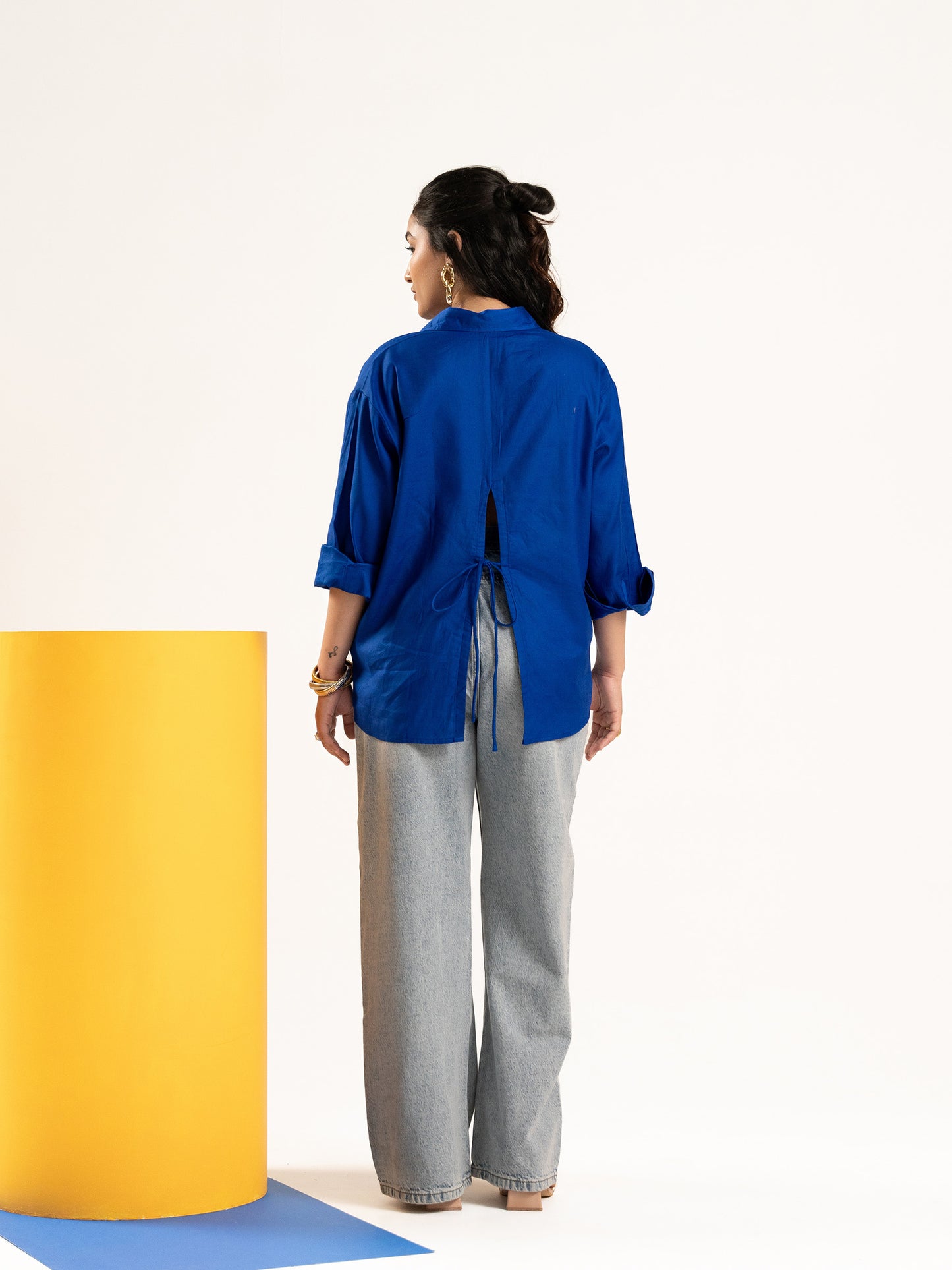 Royal blue bold oversized shirt