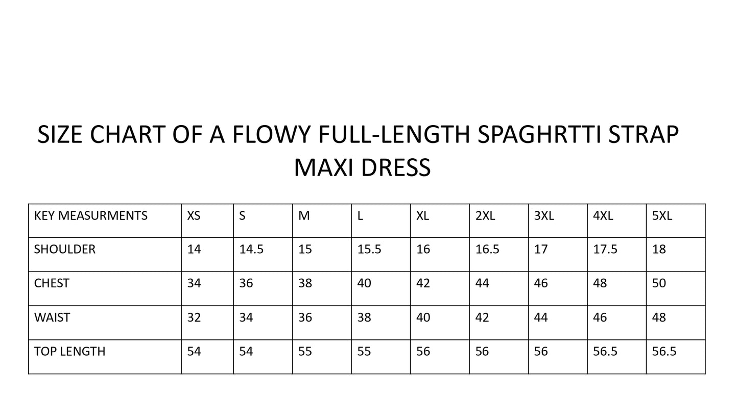 A flowy full-length spaghetti strap maxi dress