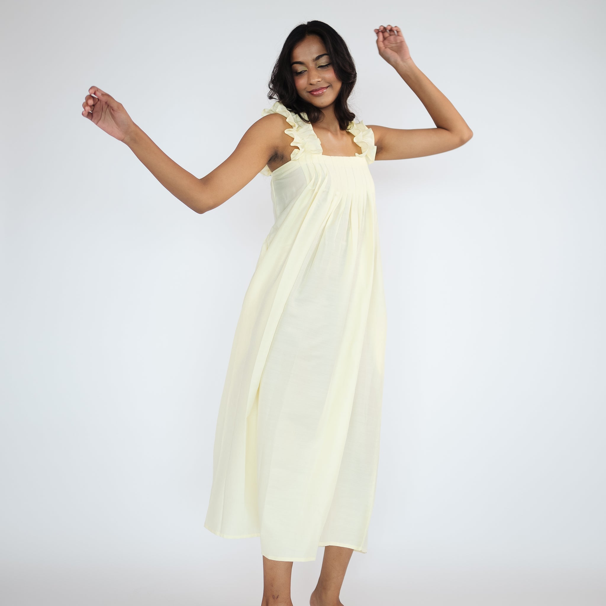 Draped, long straight dress