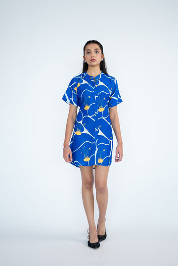 Abstract printed shirt dress