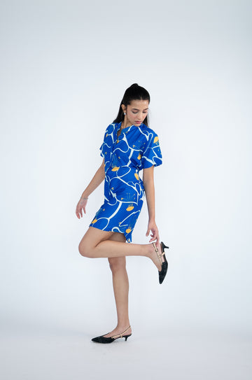 Abstract printed shirt dress