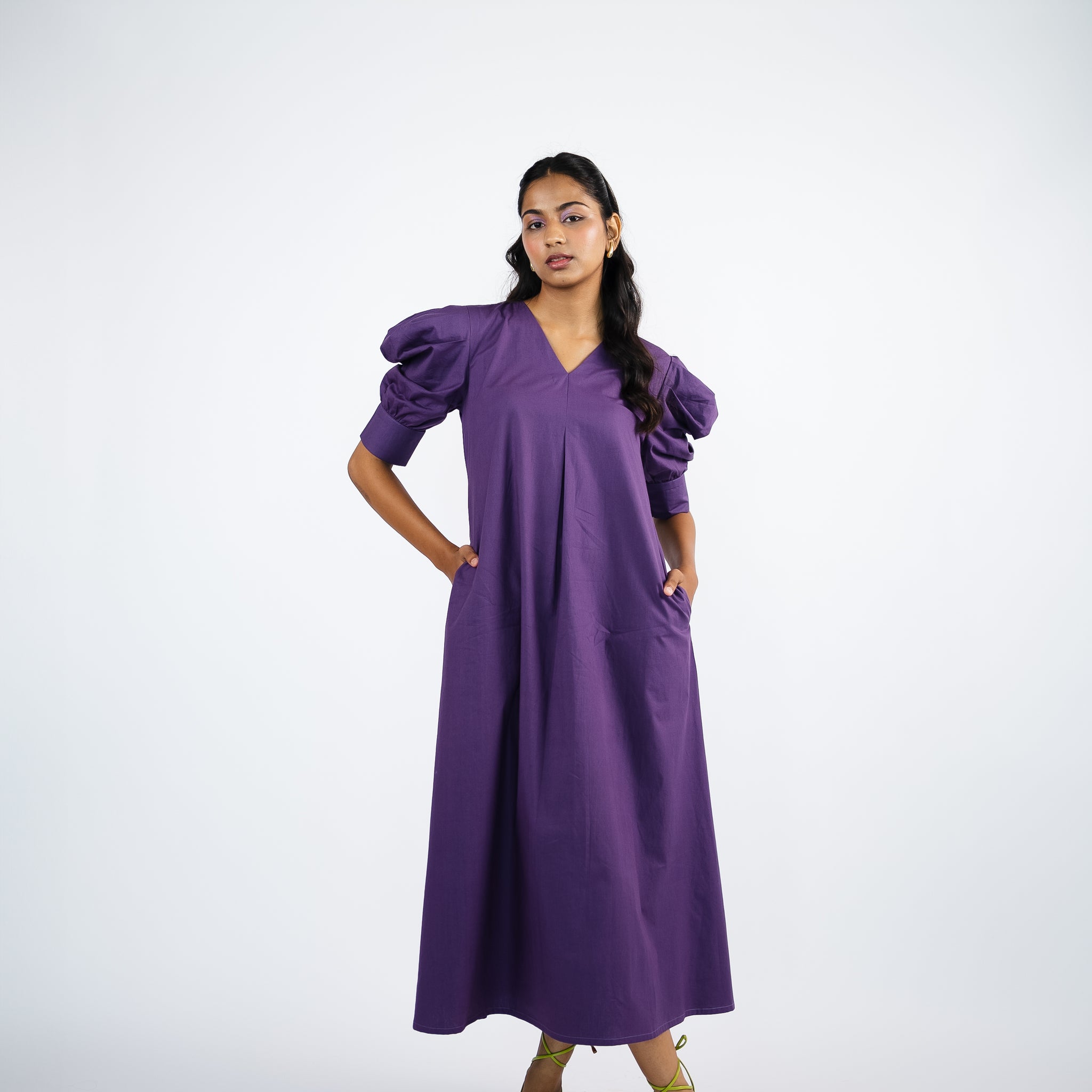 Purple A-line long dress