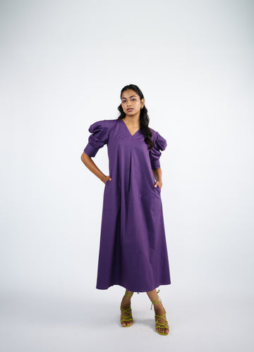 Purple A-line long dress