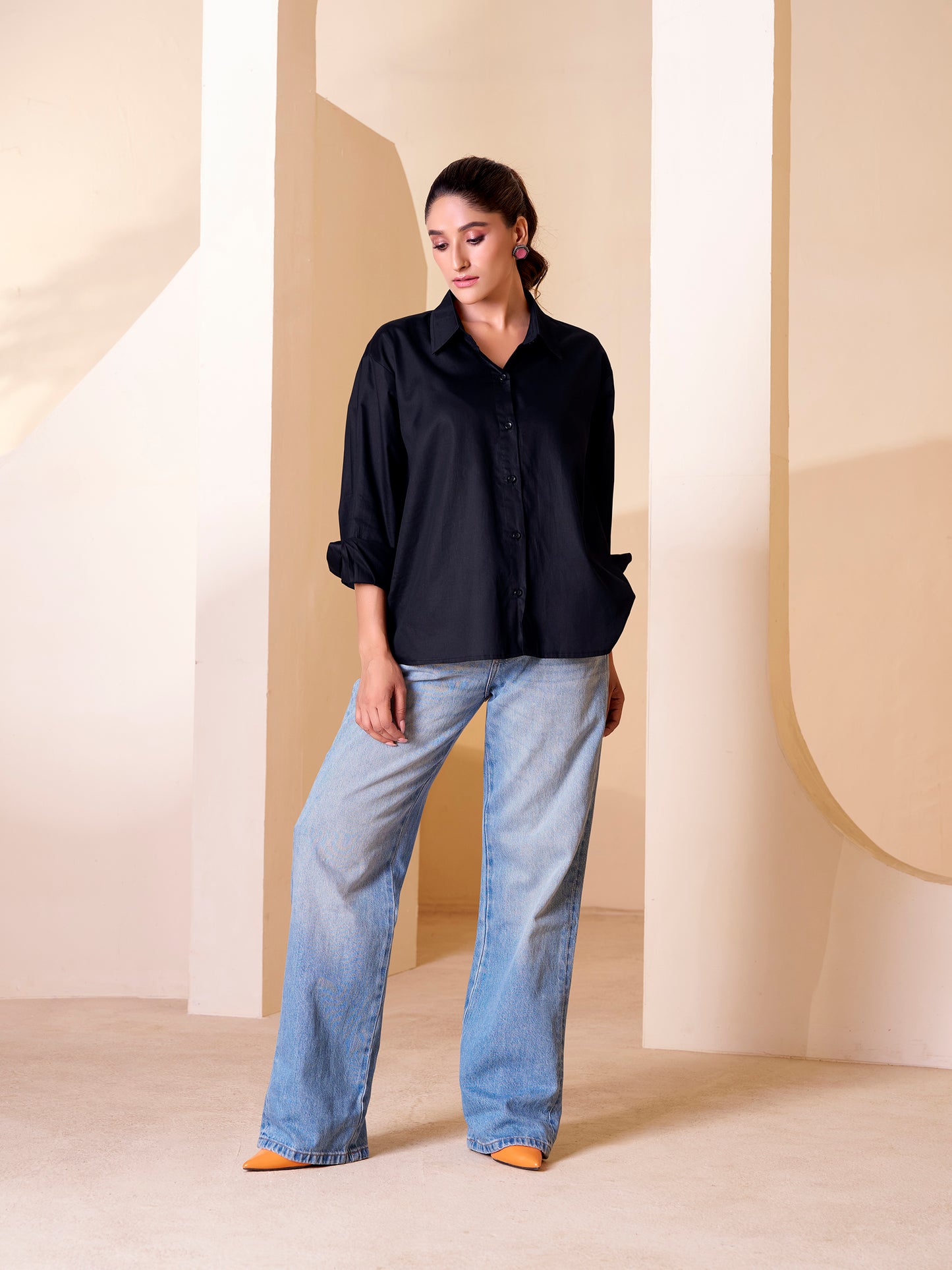 Bold black oversized shirt