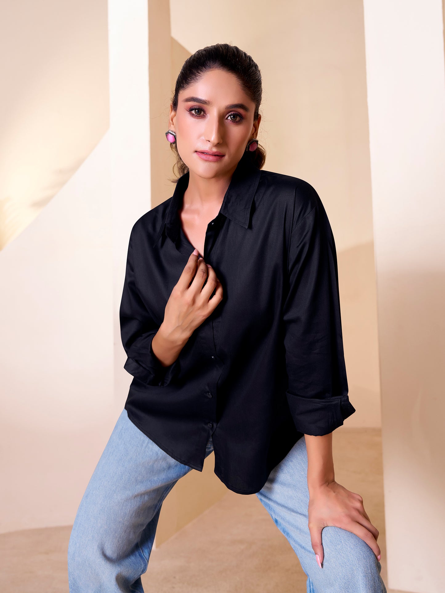 Bold black oversized shirt