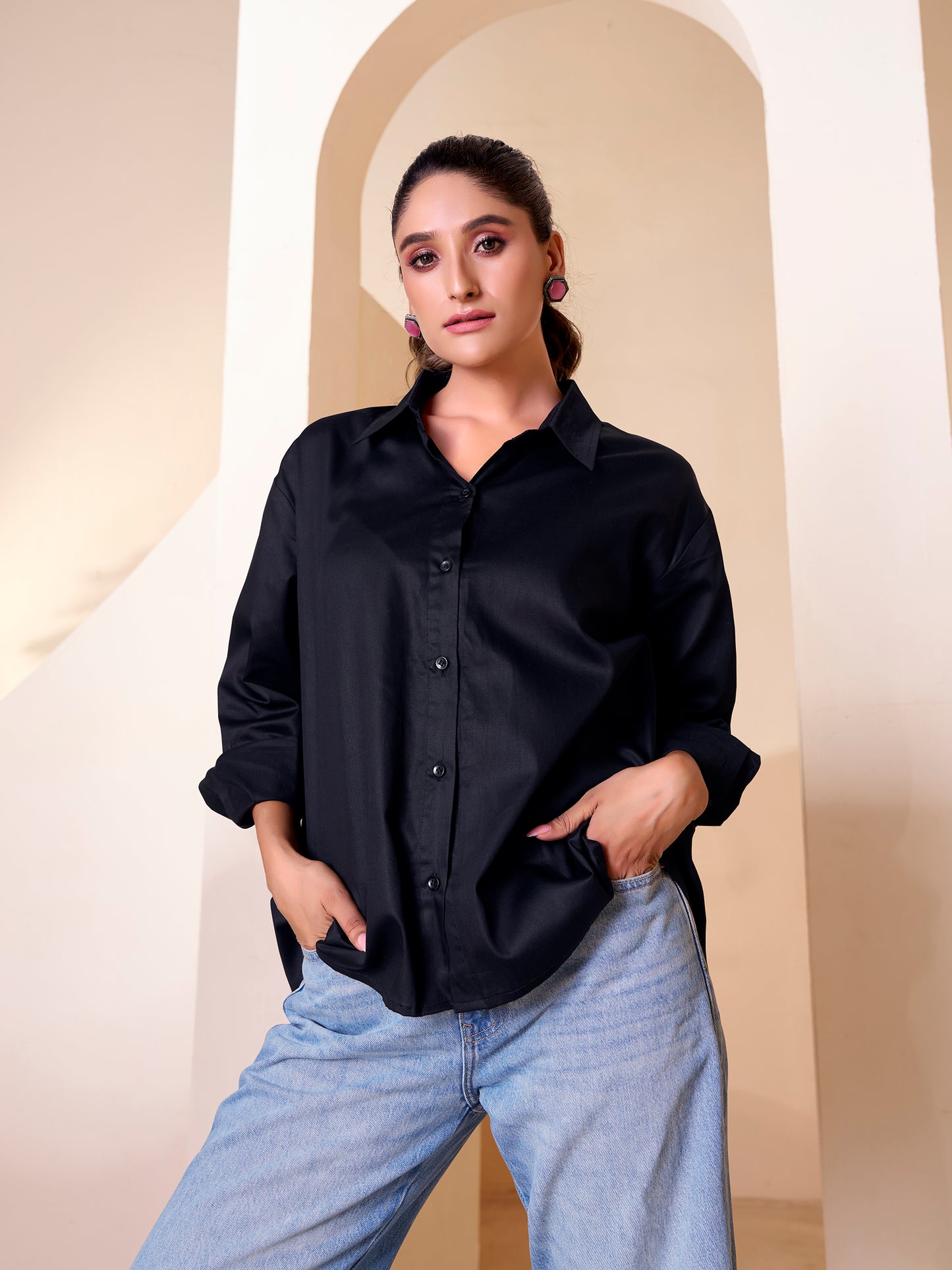 Bold black oversized shirt
