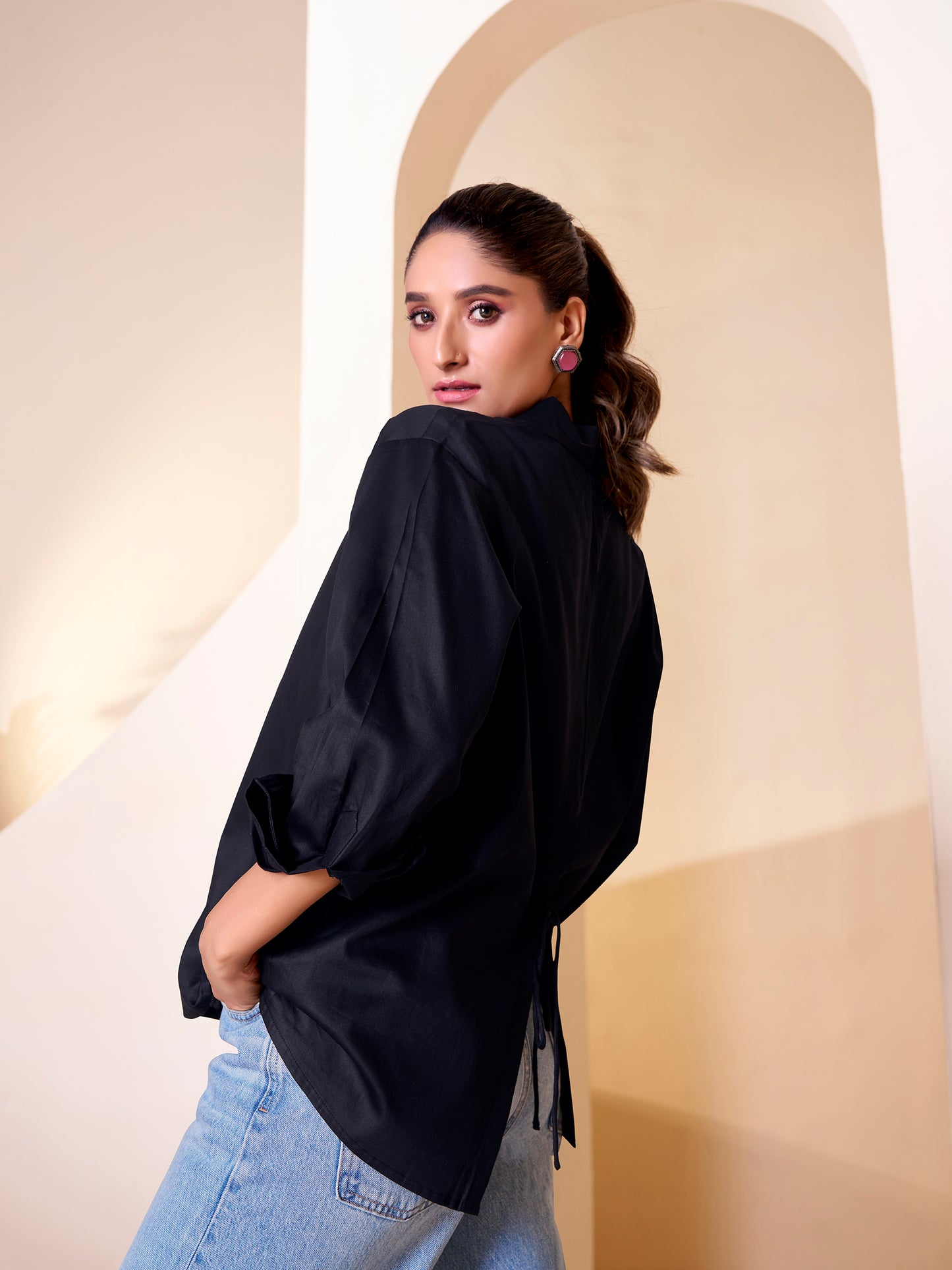 Bold black oversized shirt