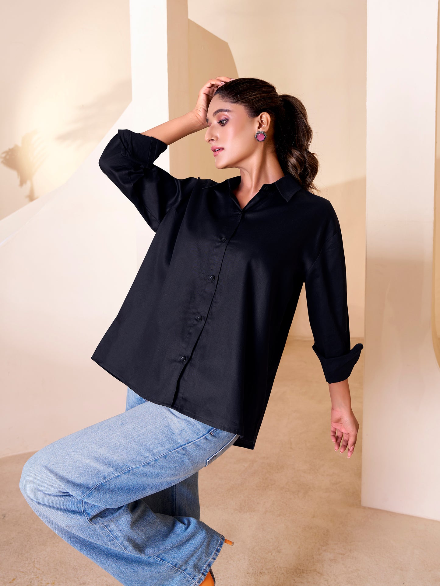 Bold black oversized shirt